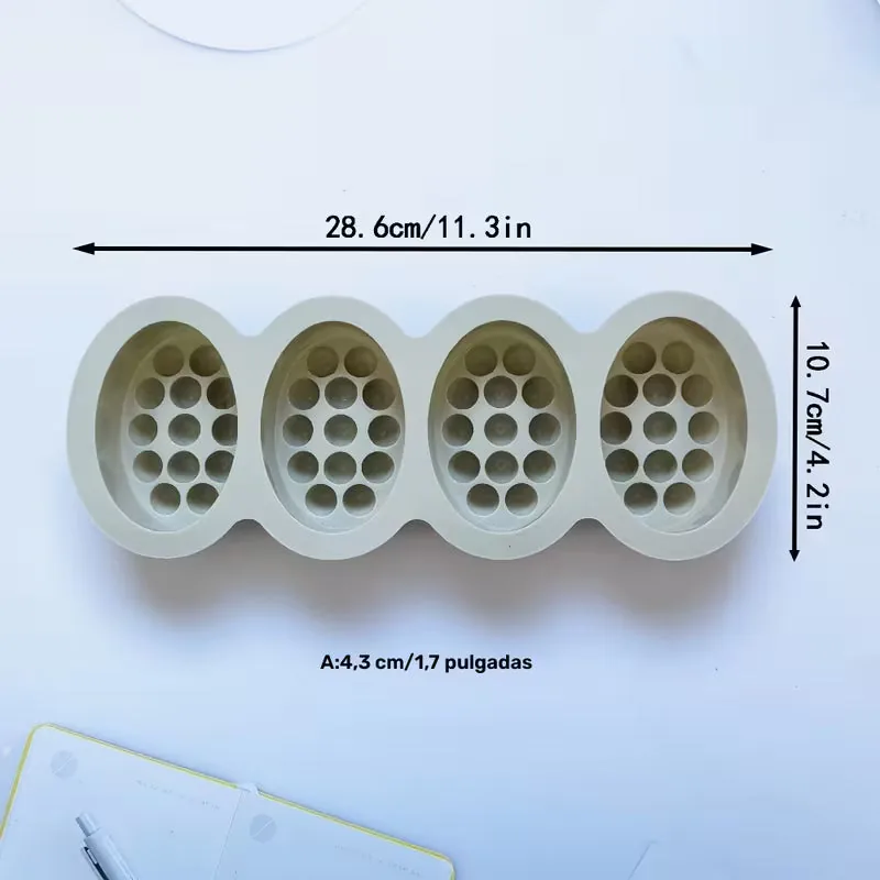 Molde de silicona ovalado, 4 cavidades