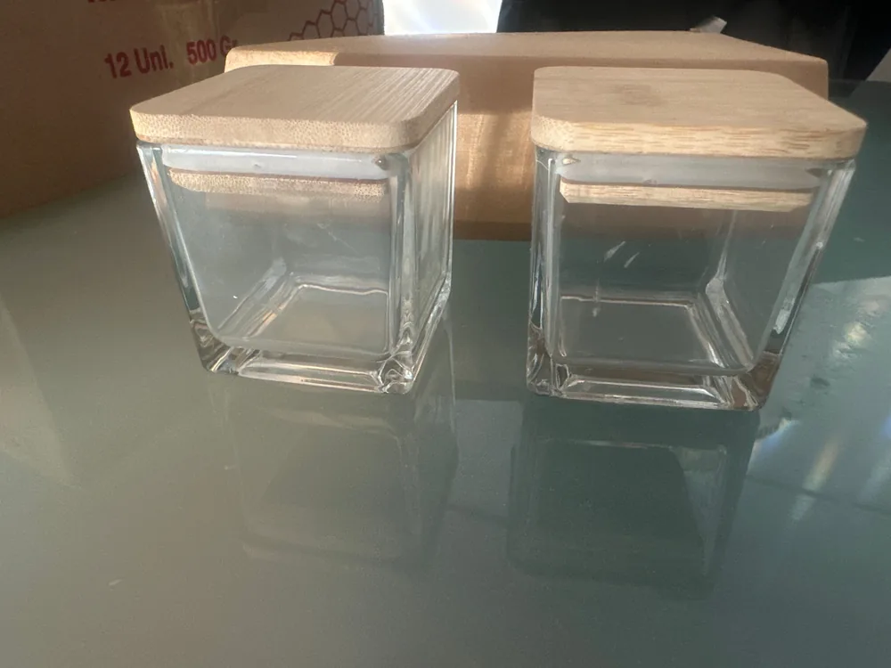 2 Tarros de Vidrio con Tapa de Bambú