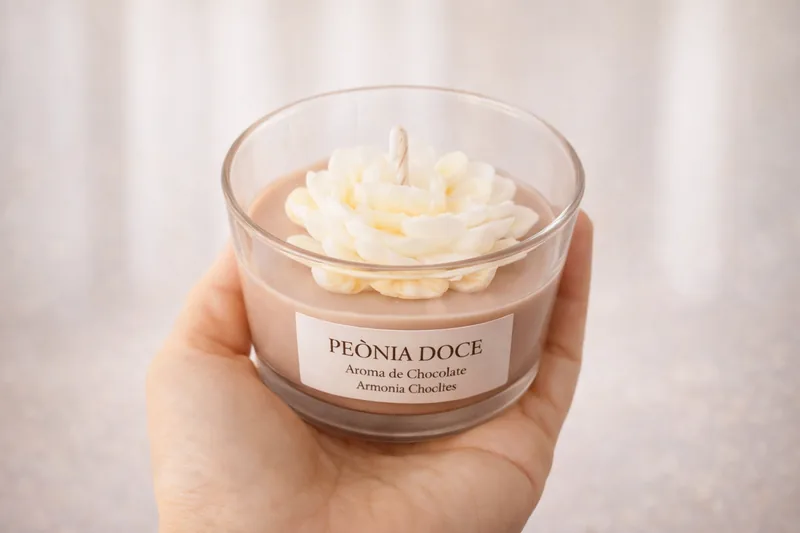 Vela Peonía con aroma a chocolate